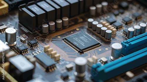 High-Tech Hardware Motherboard and Circuit Detail