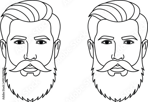 Vector illustration of a man and woman with cartoon zombie faces and evil skull expressions featuring black mask sketches and comic art character designs for a Halloween monster person icon