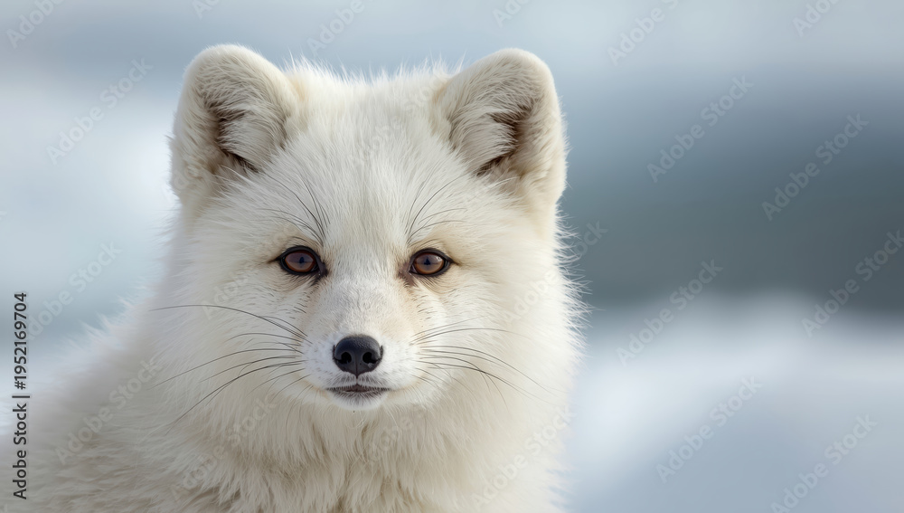 Obraz premium Arctic fox portrait winter fur white animal closeup calm gaze