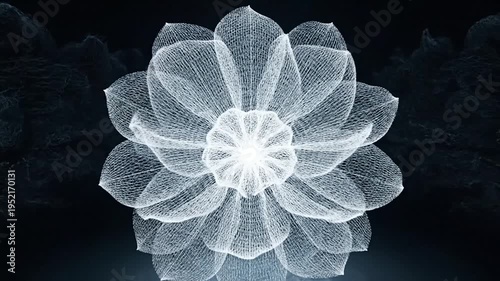 Abstract Wireframe Flower Blossom Opening