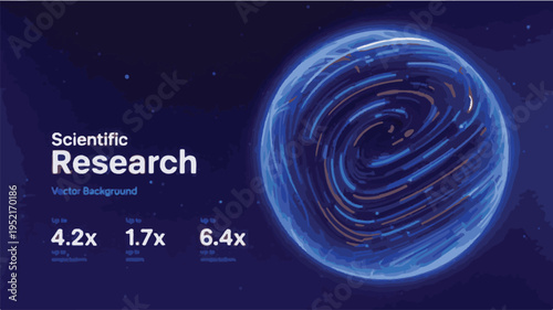 Abstract Blue Swirling Nebula With Scientific Research Text And Numbers vector illustration