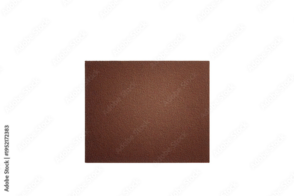 Fototapeta premium Brown square leather texture swatch showcasing material detail with a transparent background