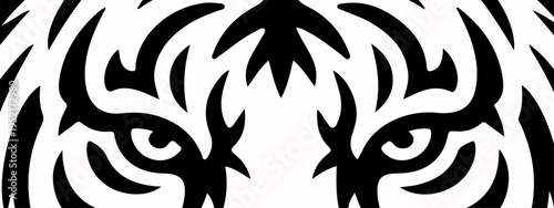 tiger eye line art silhouette vector
