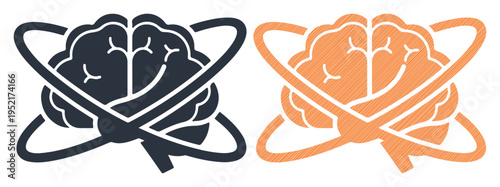 Abstract representation of a brain with orbital paths, symbolizing thought and cognition