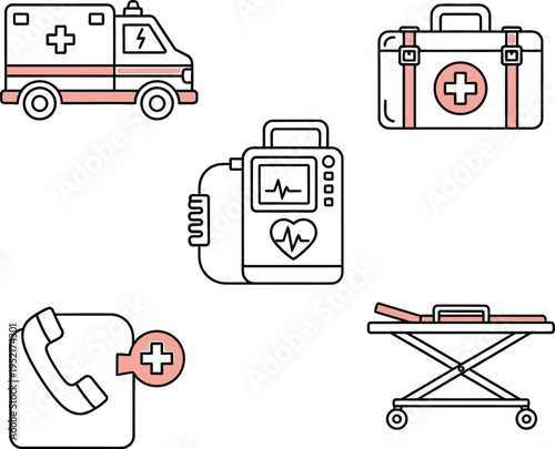 Medical emergency response icons