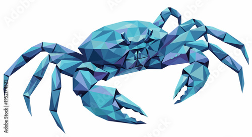 Blue crab crustacean sea creature sideways.