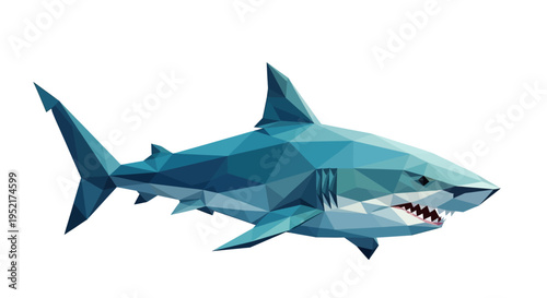 Blue shark polygon art design.