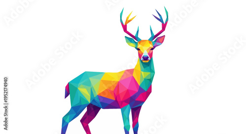 Colorful Deer with Large Antlers Standing.