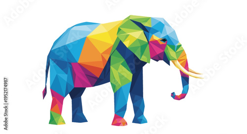 Colorful Elephant Side View Profile.