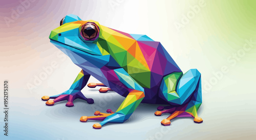 Colorful Frog Sitting on Surface.