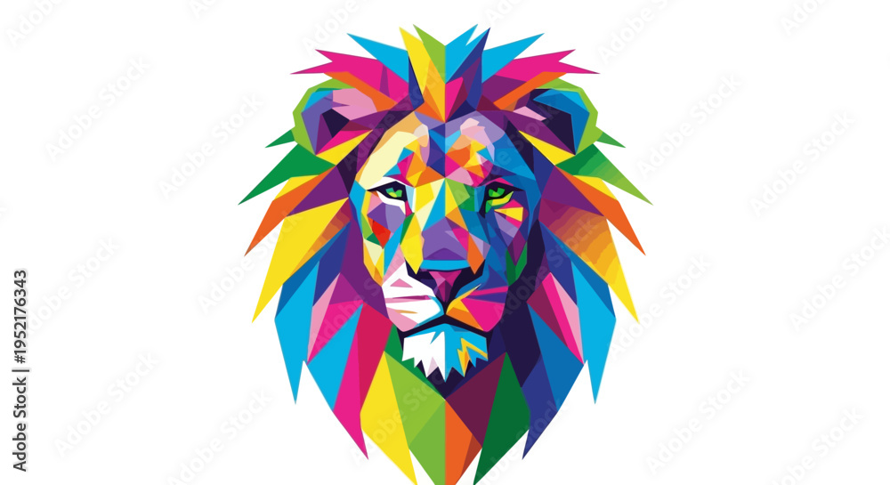 Fototapeta premium Colorful Lion Head Close Up Portrait 1.