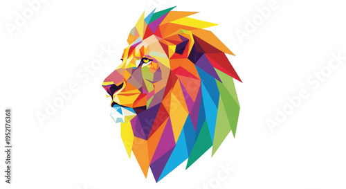 Colorful Lion Head Profile Portrait.