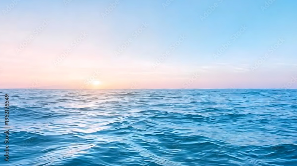 Obraz premium Tranquil Seascape at Sunset with Gentle Waves and a Colorful Sky Above the Horizon