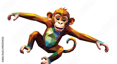 Colorful monkey jumping in air.