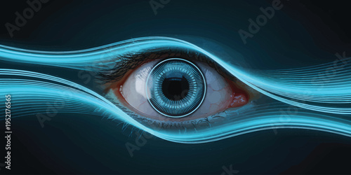 Cybernetic Eye with Digital Data Stream Effects