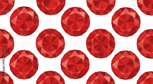 Seamless Pattern of Red Gemstones on White Background