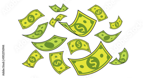 Falling Money Bills - Dollar Cash Rain Illustration