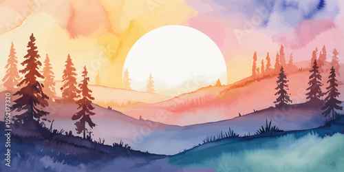 Artistic Pastel Watercolor Sky and Soft Morning Glow