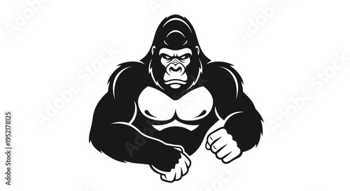 Powerful gorilla mascot logo design fierce primate character strong wildlife symbol aggressive ape illustration bold