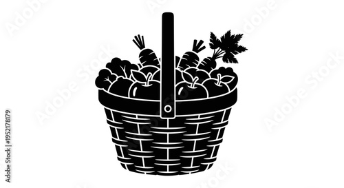 Abundant harvest basket filled with fresh apples carrots and autumn leaves representing organic food healthy eating