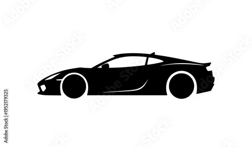 Sleek black sports car silhouette vector with modern side profile luxury performance vehicle design