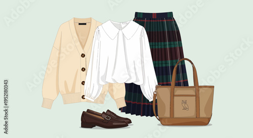 Preppy Outfit with Plaid Skirt