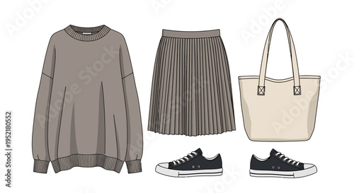Casual Outfit with Pleated Skirt
