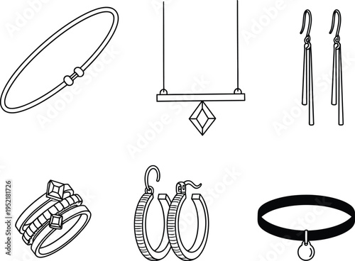 Jewelry design sketches featuring various pieces