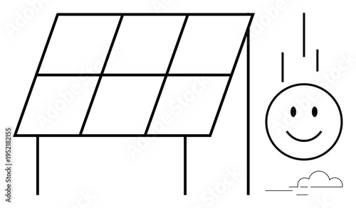 Renewable energy. Simplistic solar panel design highlighting renewable energy importance. Renewable energy innovation for climate sustainability, efficiency, green technology. For ecosystems