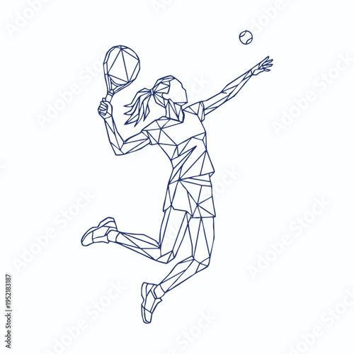 Female Padel Racket Player in Sketch Line Art Style – Dynamic Sports Illustration