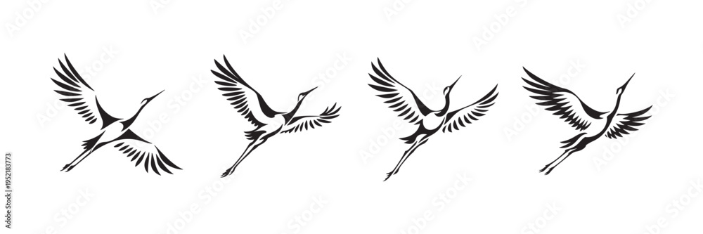 Fototapeta premium elegant crane flying pose design