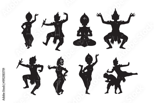 Schilderij op canvas balinese traditional dancers silhouette design