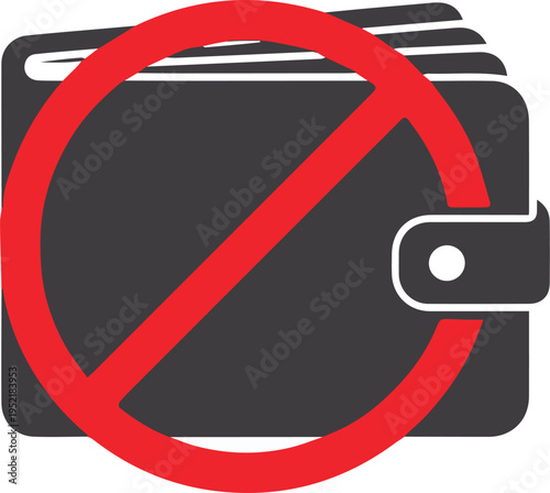 No Wallet Allowed Symbol Representing Lack of Funds or Financial Restrictions