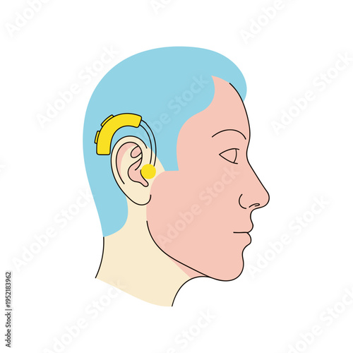 face with hearing aid 