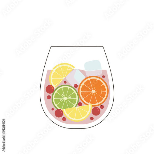 Sangria glass with fruit  