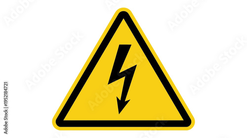 Warning sign for high voltage electrical hazard - a triangular yellow symbol with a black lightning bolt icon indicating danger