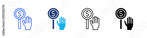 Bidding Multiple Style Icon Set Vector 