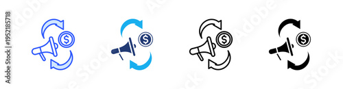 Conversion Rate Multiple Style Icon Set Vector 