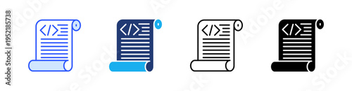 Script Multiple Style Icon Set Vector 