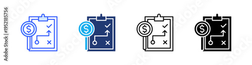 Bid Strategy Multiple Style Icon Set Vector 
