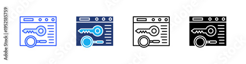 Keyword Research Multiple Style Icon Set Vector 