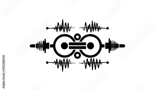 Minimal black and white tala rhythm icon vector with geometric percussion beat symbol design