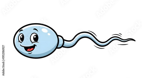 cartoon sperm character swimming happily education
