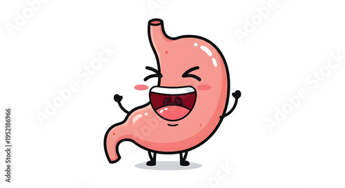 cute cartoon stomach character laughing 
