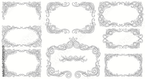 Ornate Vintage Flourish Borders and Frames Collection - Decorative Design Elements