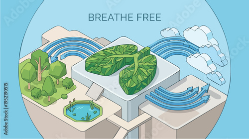 Eco-friendly Air Purification System Featuring Green Leaf Filters for Clean Air and Breathable Environment