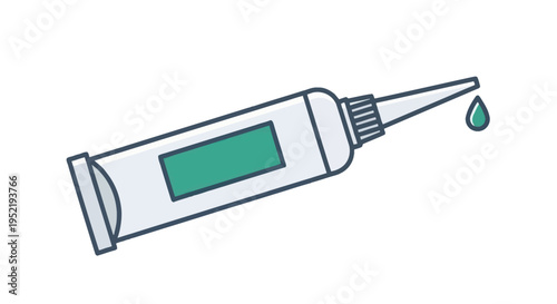 Eye Drop Bottle with Green Liquid.