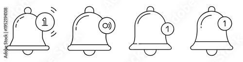 Notification Bell Icons Representing Alerts and Reminders for Mobile and Web