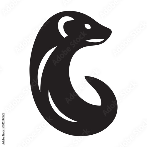 Ferret abstract silhouette clip art logo design  concept illustration idea