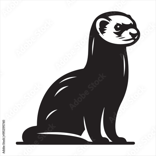 Ferret abstract silhouette clip art logo design  concept illustration idea